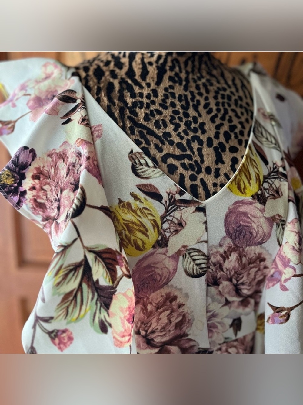 Leith Medium Cream Floral Ruffle Dress with Pink & Yellow Blooms - Picture 5 of 6